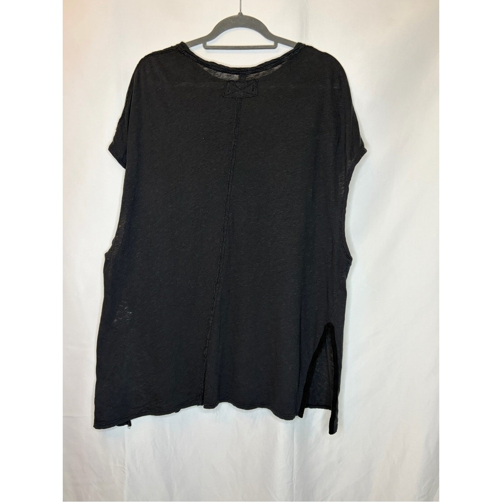 Free People We The Free Crystalle Tee Black Linen Blend Oversized Tunic L - Picture 10 of 16
